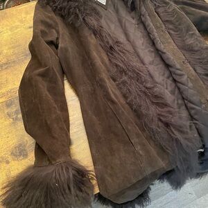 Marvin Richards Dark Brown Fur-Trimmed Teddy Jacket